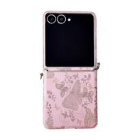 Cross-border Samsung Z Flip 7/8/6/5 Case: Chinese Style Embroidered Butterfly Silk Scarf Bracelet Cover zflip5 black