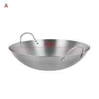 Stainless Steel Non Coating Woks Gas Cooker Traditional Handmade Pot With Double Ear Chef Fry Wok gray