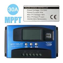 MPPT saulės įkrovimo valdiklis 100A 60A 30A, 12V/ 24V saulės panelės išmanusis reguliatorius su reguliuojamu LCD ekranu, dvigubu USB prievadu, laikmačio nustatymu, automatinis blue