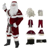 8 vnt. vyrų Kalėdų Senelio kostiumų rinkinys Kalėdinis prabangus aksomas 3XL white