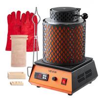 VEVOR Elektrinė lydymo krosnis, 1500W elektrinės lydymo krosnies rinkinys, 2102 °F/1150 °C metalo lydymo mašina su 5 kg keraminiu tigliu 27 x 25 x 38 cm juoda
