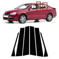 6 vnt. Automobilio langų statramsčių apdailos juostelės durų moldingų lipdukai Blizgios Piano Black, skirti VW Jetta mk5 2006-2011 2007 2008 2009 2010 Išorės aksesuarai juoda