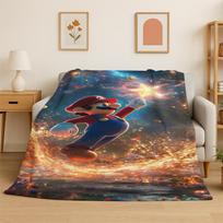 Animacinis M-Mario Bros žaidimas Flanelinis pledas Minkštas šiltas pledas miegamajam svetainei lovai kelionei stovyklavimui iškylai Dovanų vaikams 75x90cm black