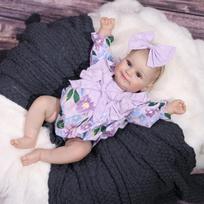 KEIUMI 18 Inch Full Silicone Vinyl Reborn Baby Doll Cute 3D Skin Newborn Girls Doll Children Birthday Gifts 18 inch gray