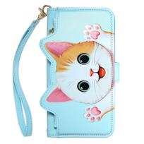 Cute Cat Leather Wallet Flip Case for iPhone 17 16 15 14 13 12 11 Pro Man Air 16e 17e 7 8 Plus with 5 Card Slots Cover iPhone 6s Plus