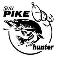 „Pike Hunter Fish“ automobilio lipdukas, šviesą atspindintis PET lipdukas, automobilio durų lango nešiojamojo kompiuterio dekoras juoda