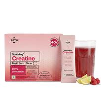 Setu Sparkling Creatine HCL | Effervescent Powder | With L-Carnitine & Beetroot Extract | For Lean Muscles, Stamina & Recovery | Berry Lemonade