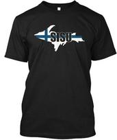 Sisu Suomijos Vėliava Nusidėvėjęs T marškinėlis Pagaminta JAV Dydis S iki 4XL M black