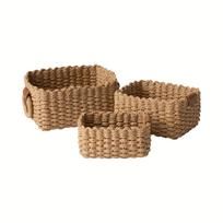 3pcs Woven Storage Baskets with Handles, Paper Rope Shelf Organizer Bins for Home Decor & Gifts S+M+L ruda