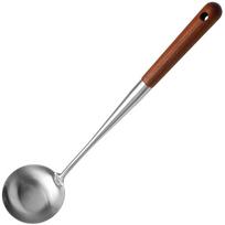 Chef Lengthened Kitchenware Stainless Steel Wok Shovel Spatula Soup Scoop Ladle Cooking Spoon Spoon+Shovel brown