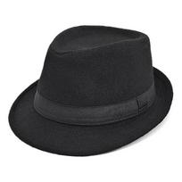Juodas Vandeniui Atsparus Veltinio Fedora Skrybėlė Džiazo Skrybėlė Sulankstomas Trilby black