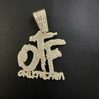 OTF Personalized Hip Hop Letter Necklace with Full Diamond Cuban Chain for Men black
