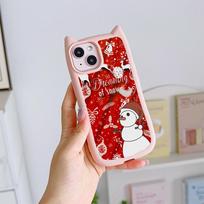 Cat Ear Minkštas telefono dėklas, skirtas iPhone 16 15 14 13 12 11 Pro Max Plus XR X TPU Nuo kritimo skaidrus akrilinis galinis dangtelis NY28 Kalėdų eglutė Kalėdų Senelis for iPhone 16 Pro Max black