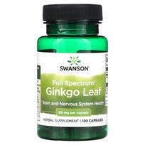 Swanson, viso spektro ginkmedžio lapas, 60 mg, 120 kapsulių
