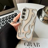 For Samsung Galaxy S25 S24 S23 Ultra A55 A54 A15 A16 A26 A26 A56 5G Phone Case 3D Flame Hollow Out Matte Cover Protective Shell For A26 black