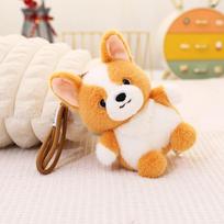 Kawaii Dog Animal Pendant Small Husky Corgi Schnauzer Bag Key Ring Backpack Puppy Keychain beige