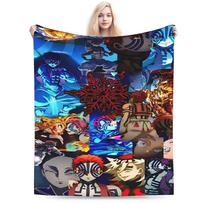Anime Akaza Manga Graphic Soft Warm Blanket  Travel Plush Bedding Throws Novelty Couch Chair Flannel Bedspread Sofa Bed Cover 75x90cm blue