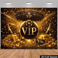 2D Luxury Casino VIP Night Golden Confetti Party 2D Flat Photography Backdrop 47.2x31.5inch/120*80cm