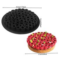 1/8 ląstelių 3D avietės silikoninė forma Maistinio silikono gėlių dizaino Kepimo torto formos Karščiui atsparios daugkartinės black