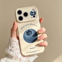 Sweet blueberries are suitable for iPhone16 mobile phone case creative 17Pm anti-drop Apple 17Pro protective case new niche apple 17promax white
