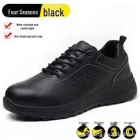Men's Summer Breathable Work Safety Shoes - Anti-smash, Anti-puncture, Steel Toe, Comfortable, Protective Footwear for Construction. Black Four Seasons - [Anti-smash and Anti-stab];36 black