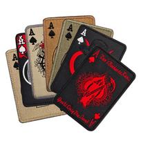 Death Card Spade a Poker Skull Tactical Outdoors Badge Hook and Loop Patches 10.5*7.5cm beige
