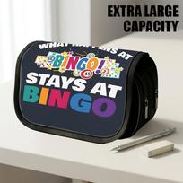 1pc Double Layer Flip Pencil Case, Bingo Numbers Colorful Bingo Cards, Large Capacity, Portable Polyester Pen Storage Bag with Zipper Closure, Ideal f 20x9x11cm gray