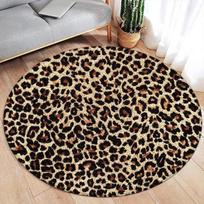 Rudas leopardo rašto apvalus kilimas Madingas gyvūno kailio raštas Moteriai Mergaitei Namų svetainei Miegamajam Dekoratyviniai flaneliniai grindų kilimėliai Diameter 60cm brown