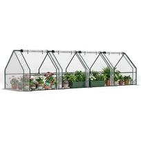 Mini Garden Greenhouse Mini Tunnel Greenhouse 4 Roll-up Zip Windows Steel PE 140 g/m² Anti-UV 360x90x90cm Transparent 360 x 90 x 90 cm