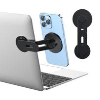 MagSafe magnetinis nešiojamojo kompiuterio telefono laikiklis, skirtas iPhone 16/15/14/13/12 ir visiems telefonams, 180° reguliuojamas telefono šoninis stovas Tesla kompiuterių monitoriams juoda