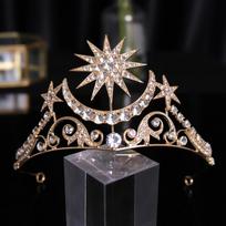 Barokinės žvaigždės karūnos krištolinės nuotakos tiaros kalnų krištolinio akmens konkursas Diadem Bride Star galvos apdangalas Vestuviniai plaukų aksesuarai Tiara De Noiva auksas