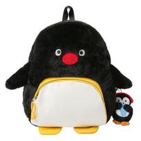 Schoolbag Korean version ins Large capacity popular backpack Cartoon cute penguin plush schoolbag Student class commuter backpack Without pendant black