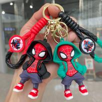 Spider-Man Keychain 2Pcs, Cartoon Figure Cool Backpack Pendant for Boys, Car Key Chain, Claw Machine Gift red