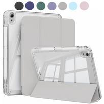 Case For iPad 10th /11th A16 Case with Pencil Holder, Hard Clear Transparent Back & Soft TPU Shockproof Frame Cover For A16 gray