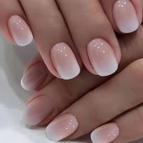 24pcs Flesh Color Press on Nail Gradient Powder Square Short Imitation Plate Fake Nails for Girl Women Gift Cute File Strip rožinė