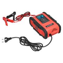 Smart Battery Charger 12V 12A 24V 6A 7‑Stage Charging Pulse Repair for Car Motorcycle Boat Red Black black