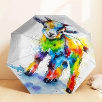 1pc Rainbow Goat Pattern Umbrella Design Automatic Opening and Closing Umbrella, High-quality Travel Umbrella,  c1128064 blue