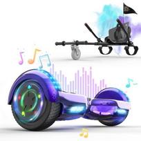 Hoverboard 6,5'' + Hoverkartas, Hoverboard Bluetooth Variklis 700W su LED Blykstančiais Ratais + Reguliuojamas Hoverkartas, Ideali Dovana Vaikui/Paaugliui juoda