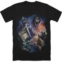 Scream Movie Ghost Face T-shirt for Men and Women Summer Pure Cotton Clothing Fashion Gothic Short Sleeved T-shirt Unisex XXXL mėlyna