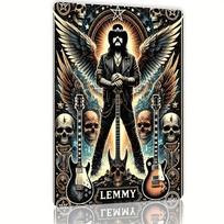 Lemmy Metalo Sienos Menas   Retro Skardos Ženklas su Angelo Sparnais Kaukolės Barams Kavinėms Paplūdimio Viloms Kieme Sodyboms 30x40cm(11.8x15.7inch) gray