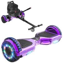 RCB Hoverboardas + Kartas 2-in-1 6,5 colio su Bluetooth ir LED – Reguliuojamas Kartingas – violetinės/juodos spalvos – idealus dovanų vaikams