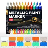 12 Colors Metallic Paint Pen for Tire Repair Waterproof Sunproof Metal DIY Art Industrial Markers School Supplies Stationery black