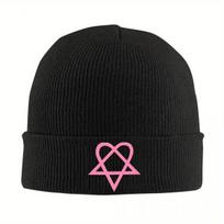 Heartagram HIM Bonnet Hats Beanie Hats Printed Knit Hat Autumn Winter Street Unisex Adult Kpop Elastic Cap blue