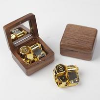 Classic Walnut Wood Music Box Mirror Music Box brown
