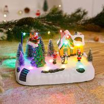 Christmas decorations luminous music box ornaments Christmas gifts European-style rotating train Santa Claus ornaments blue