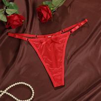 Luxurious Satin Adjustable Strap Thong: Low-Waist, Peach Hips, Bow-Embellished Women's T-Pants L