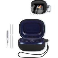 Dėklas JBL Live Beam 3/ Buds 3/ Flex 3 ausinėms, minkšto silikono, apsauginis, nešiojamas, atsparus įbrėžimams ir smūgiams, su valymo rinkiniu ir Live Beam 3/ Buds 3/ Flex mėlyna