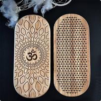 Tempimo praktikos pėdų lenta medinė meditacija medinis pratimo įrankis beige