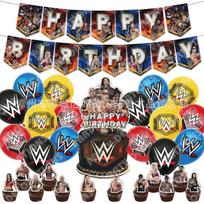 WWE Wrestling tematikos vakarėlio dekoracijų rinkinys Gimtadienio vėliavėlė Girlianda Torto papuošimai Balionai Reikmenys