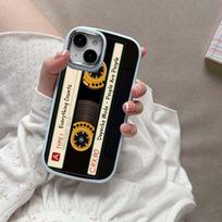 for iPhone 13 14 15 Pro Max Samsung Galaxy A14 A15 A24 Xiaomi 13T Redmi 12C Soft Chubby Phone Case A19 Original Retro Cassette Tape art TPU cover Honor 50 SE black